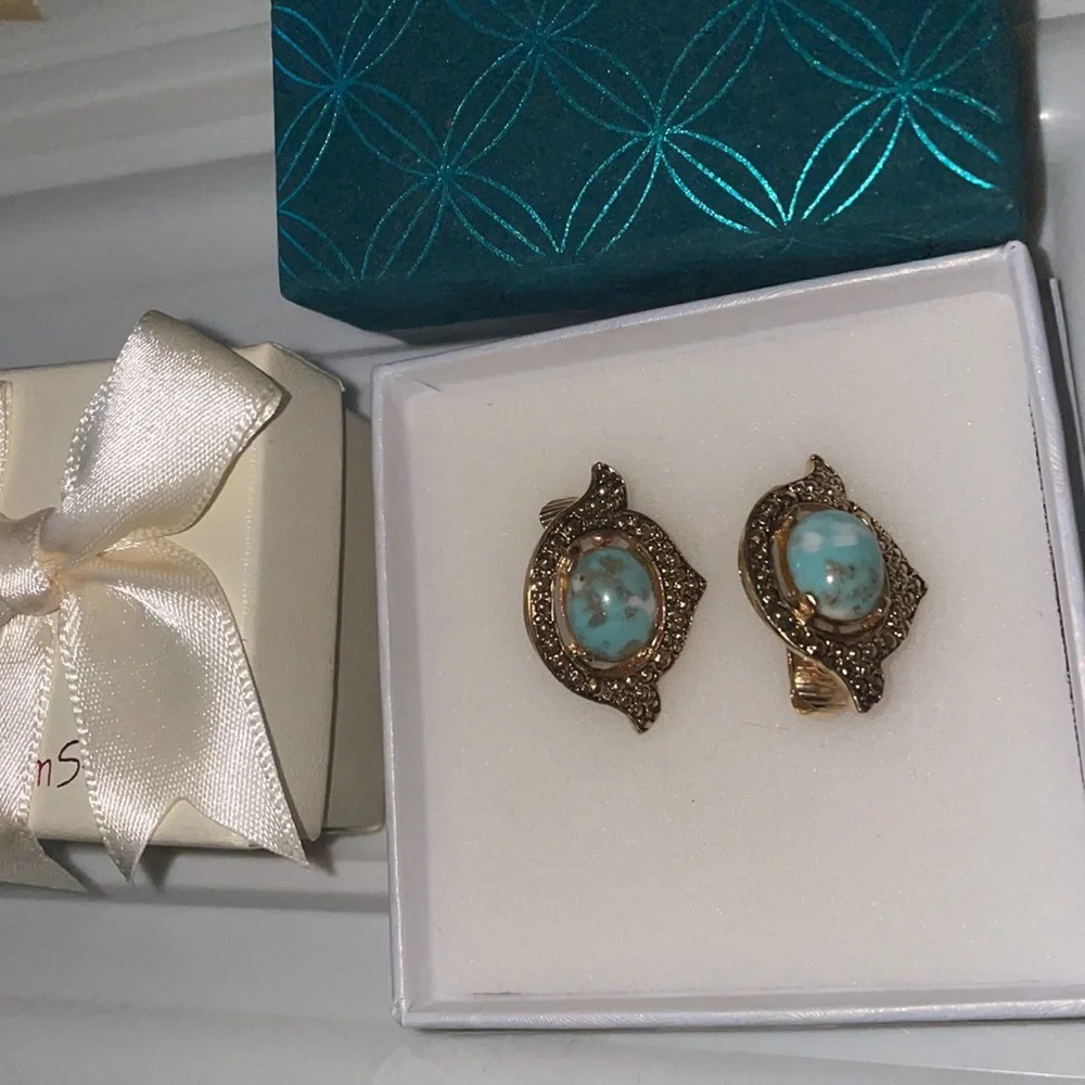 Vintage Sarah Coventry clip on earrings EUC marble - Picture 5 of 7